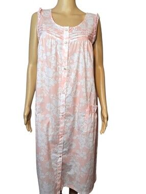 Pink K Moo Moo NWT Vintage Sleepwear Nightgown Floral Light Pink Women  Size L